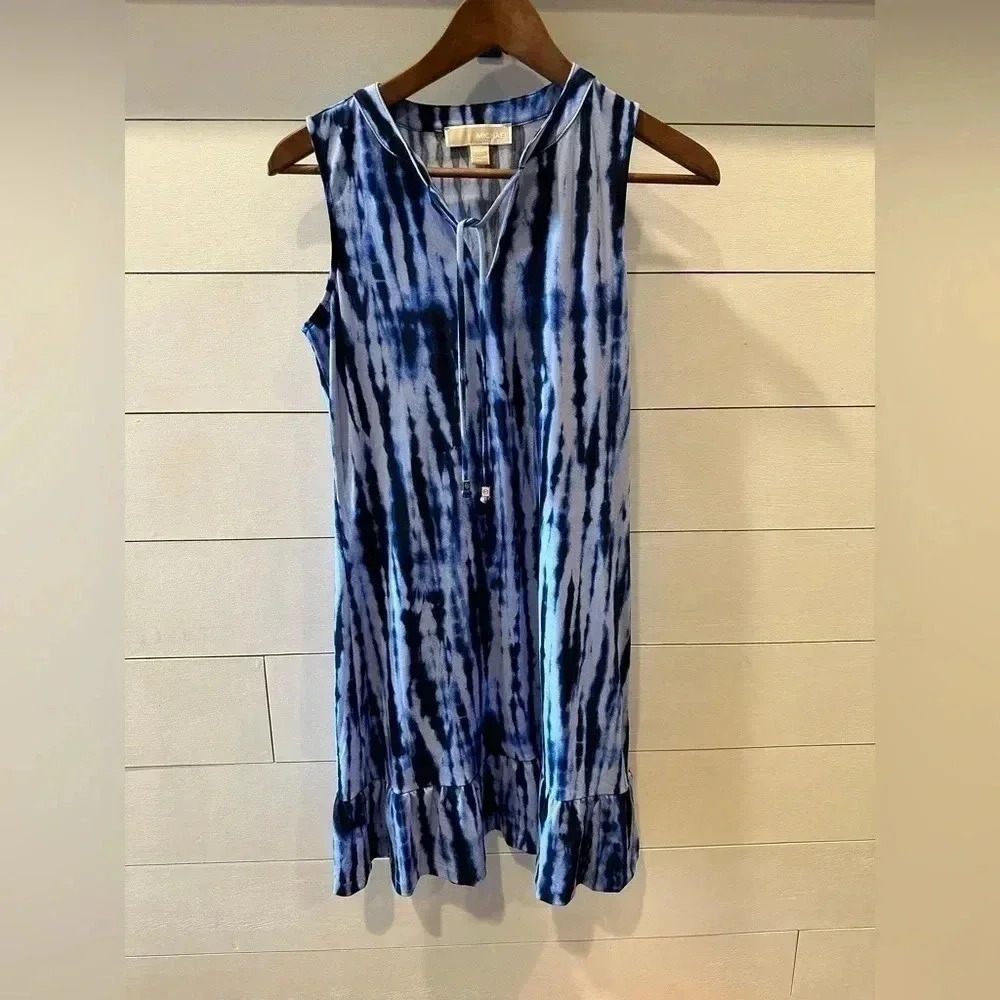 Michael Kors Blue/ Black Sleeveless Dress- Womens XS